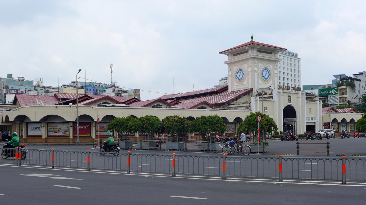 A busy local market in Vietnam