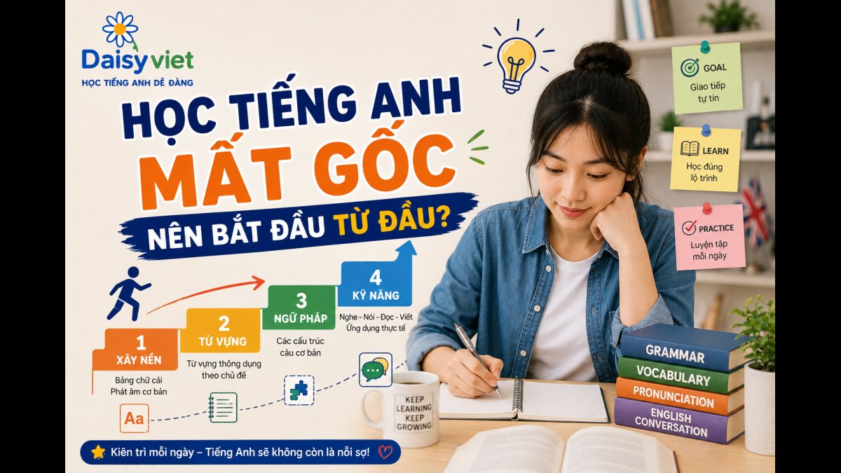 Học tiếng Anh mất gốc nên bắt đầu từ đâu? Lộ trình từ A1