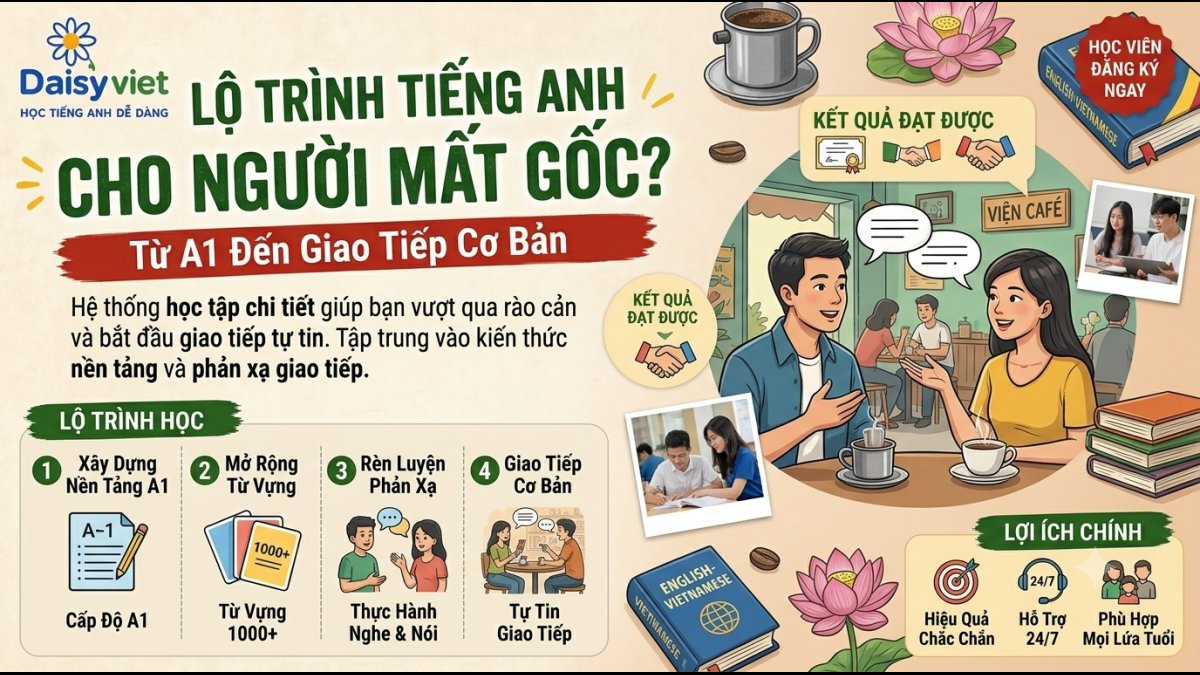 Học Tiếng Anh Cho Người Mất Gốc: Lộ Trình Từ A1 Đến Giao Tiếp Cơ Bản