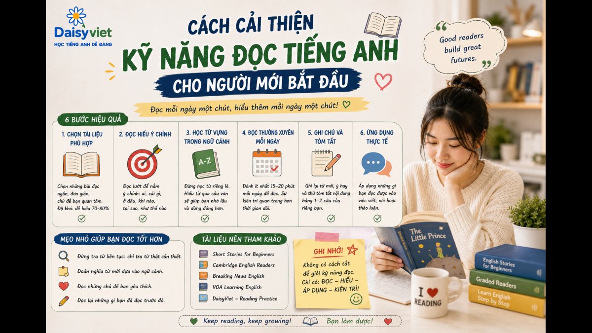 Cách Cải Thiện Kỹ Năng Đọc Tiếng Anh Cho Người Mới Bắt Đầu