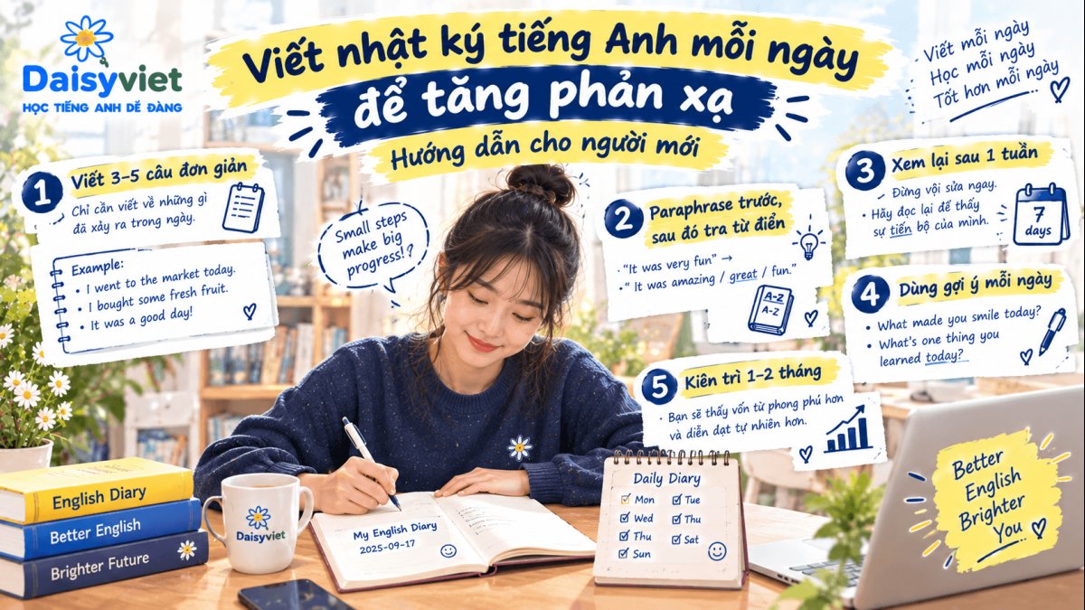 Viết nhật ký tiếng Anh mỗi ngày để tăng phản xạ — hướng dẫn cho người mới