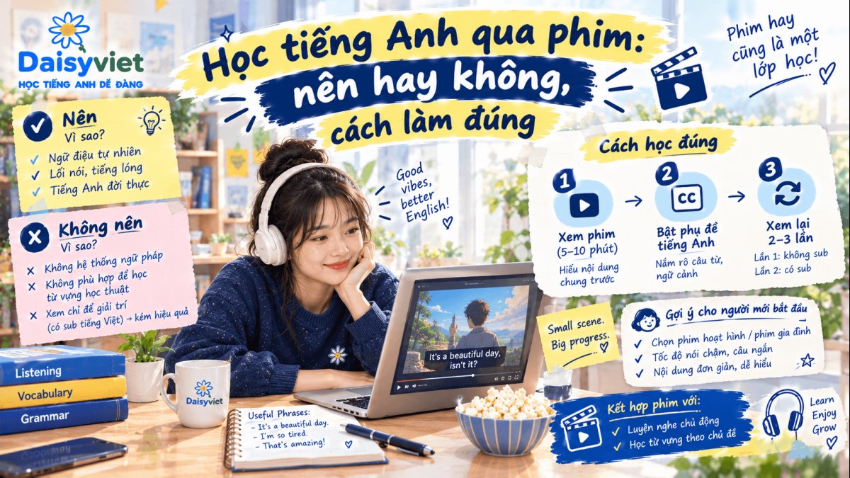 Học tiếng Anh qua phim: nên hay không, cách làm đúng